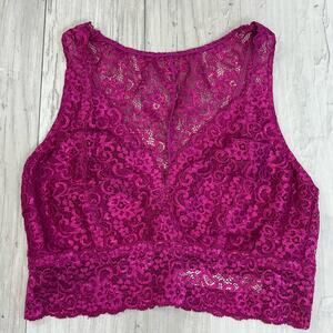 Soma Bralette Lace Racerback V Neck Wireless Lined Stretchy Bra Top Medium